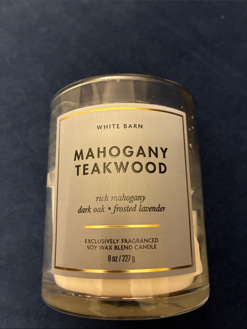 White Barn Mahogany Teakwood Candle - Cream & Gold Label